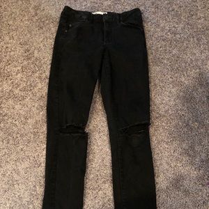 Garage black denim skinny jeans, knee holes